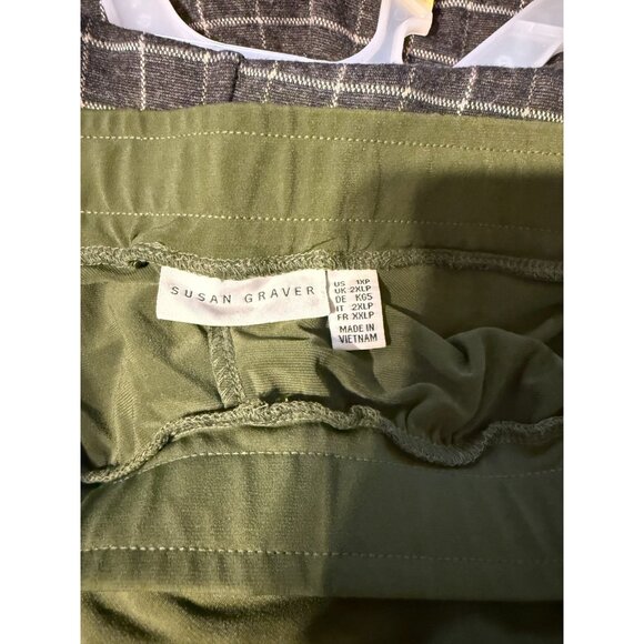 Susan Graver QVC Pull On Army Green Pants Womens Plus 1X Petite Crop Short - Picture 4 of 4